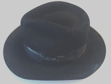 Stetson Mallory Black Fedora "Raider" Hat - 7 1/4"
