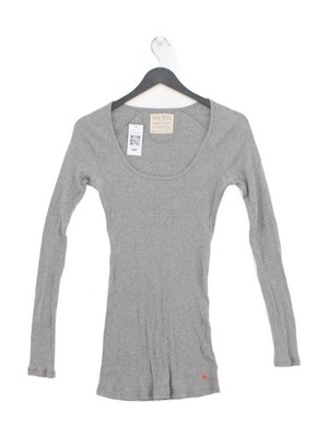 Jack Wills Damen Top UK 8 Grau 100% Baumwolle Langarm Rundhals Basic