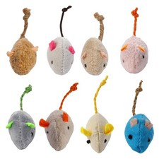 8 PCS Interactive Cat Mice Toys Plush Catnip Mouse Shaped Biting Indoor Toy