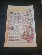 Fruit Stripe Gum Zebra Maze 1980s Print Ad 7x10 Vintage Wall Art 