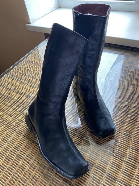 Women Navyboot Boots Black Leather 38 #B9TF