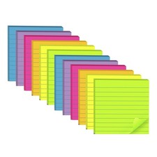  12 Pads Lined Sticky Notes 4x4 in, 6 Bright Colors Self-Stick Note Pads, St...