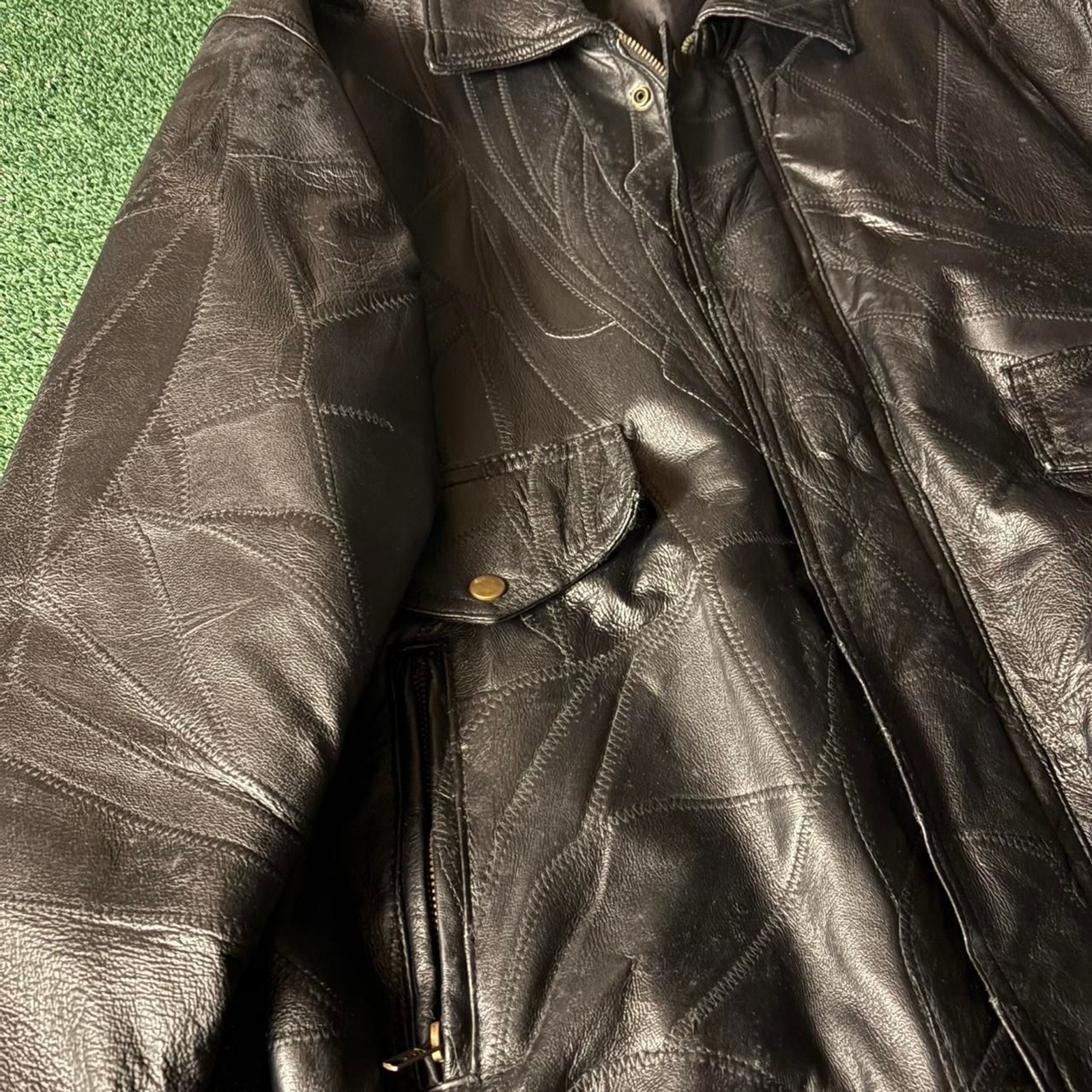 Vintage Leather Patchwork Jacket - image 3