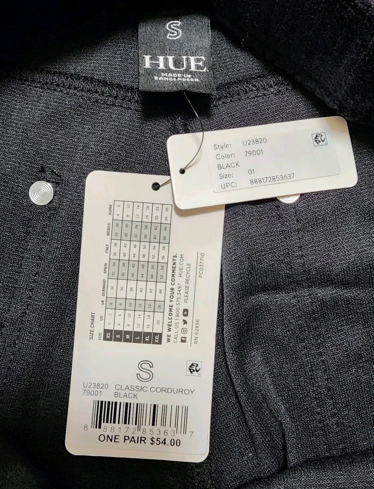 Леггинсы Hue вельветовые без застежек длина до лодыжки узкий крой средняя посадка эластичные черные S - Изображение 3 из 4