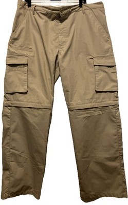 Bienzoe Convertible Cargo Hiking Pants Men's 40X32 Tan Ripstop Fabric Outdoor