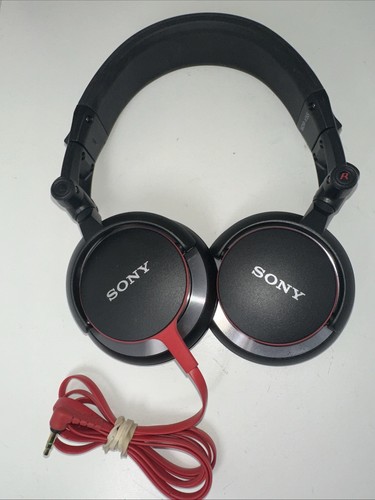 "RARE" SONY MDR-V55 HEADPHONES. Black And Red. Foldable. NEEDS NEW PADS