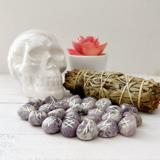 Lepidolite Crystal Runes - 25 Piece Witches Rune Set in Gift Bag