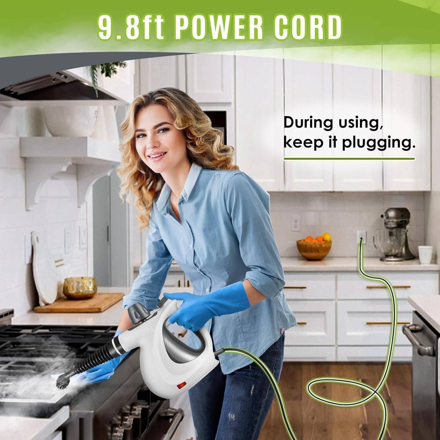 Handheld Pressurized Steam Cleaner 1050W High Temp Portable Steam Clean Machine