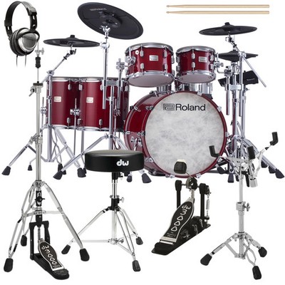 Roland VAD716 V-Drums Electronic Drum Set - Gloss Cherry DRUM ESSENTIALS BUNDLE