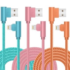 Iphone Charger, 3 Pack 10FT 90 Degree Charging Cable Mfi Certified USB Lightning