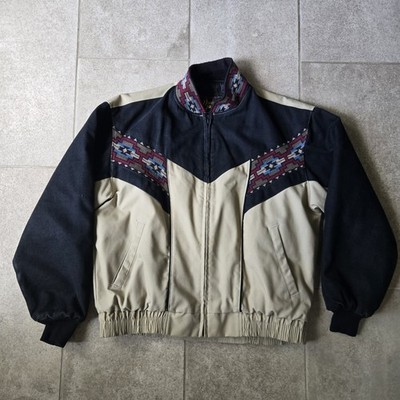 Vintage David James Southwestern Aztec Bomber Jacket Sz XL Western Workwear