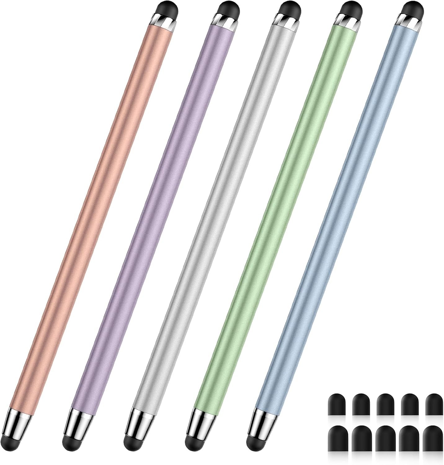 5-Pack Stylus Pen for Touchscreen in Silver, Blue, Rose Gold, Purple & Light Green