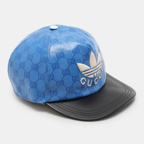Casquette de baseball Gucci X Adidas bleu GG Supreme en toile enduite