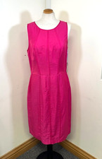 Vera Wang Shift Dress Size 8 Pink Fuchsia Linen Blend Sleeveless Linen Blend