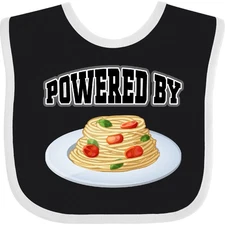 Inktastic Powered By Spaghetti Baby Bib Dinner Clothing Infant