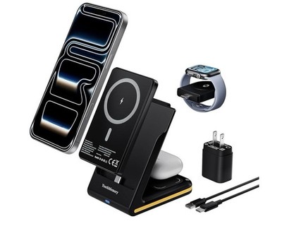 Wireless Charger 5 in 1 Magnetic Charging Station Stand with Portable Power Bank
