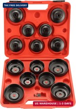 DASBET 15PCS Oil Filter Cap Wrench Tool, Cup Type Oil Filter Socket Wrench Set w