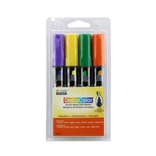 DecoColor Violet Yellow Green Orange Chisel Tip Acrylic Paint Marker Set