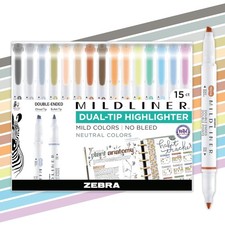 Mildliner Dual-Tip Highlighter Set, Broad and Fine Point Tips, No Bleed, Idea...