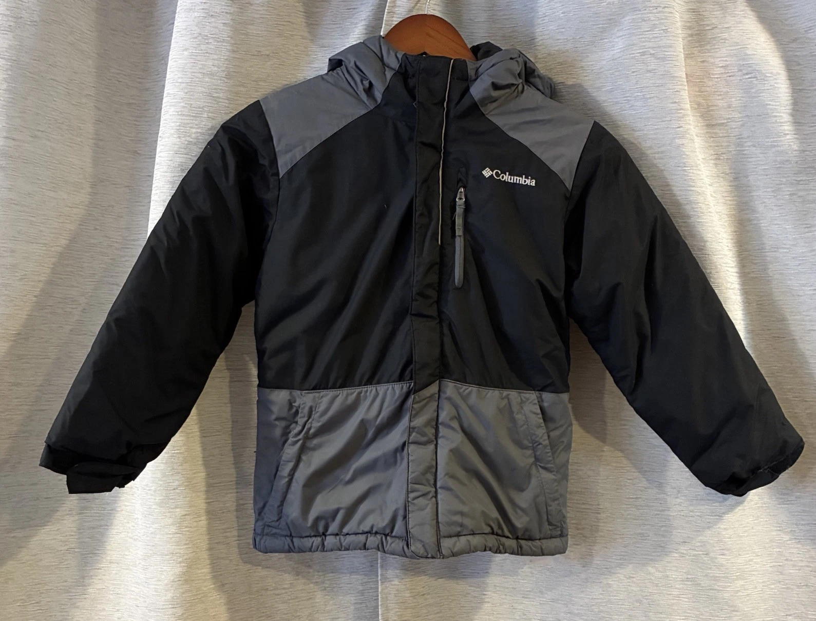 Columbia Big Boys Lightning Lift Jacket Black Graphite Zip Front Size Small
