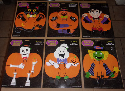 Halloween Pumpkin Buddies 5 Pc Kits - 6 Designs - U Choose- Dracula Cat Skeleton