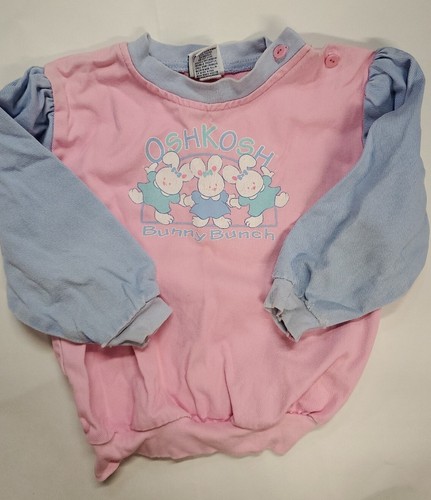 USADO Vintage Oshkosh Bunny Bunch Artículo Genuino Talla 4T Rosa Pastel Top Algodón - Imagen 1 de 17