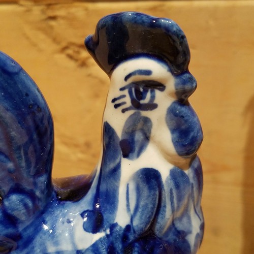 Delft Blue Style Rooster Chicken Figurine Statue Country Decor 4" - Swanky Barn - Picture 4 of 12