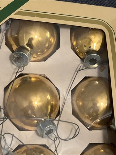 2 Schachteln Vintage 12 Pyramiden Glas Weihnachten Deko Ornamente Gold 24 Glühbirnen - Bild 5 von 12