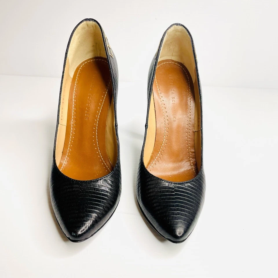 PROENZA SCHOULER Sz 4.5 Black Leather Animal Print Pumps New York Designers — 第 2/4 张图片