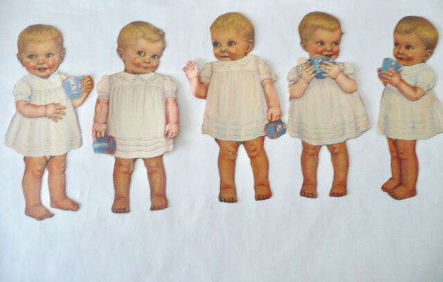 Dionne Quintuplets Paper Dolls Set large size Quintie dolls 9 1/4" Queen Holden