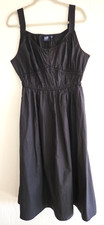 GAP sleeveless light cotton summer casual peasant style midi dress black New L