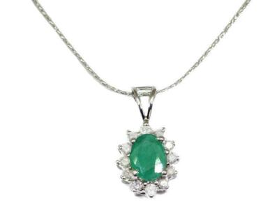 Collier 1,14 kt Smaragd & Diamant in 18 Karat & 14 Karat Weißgold
