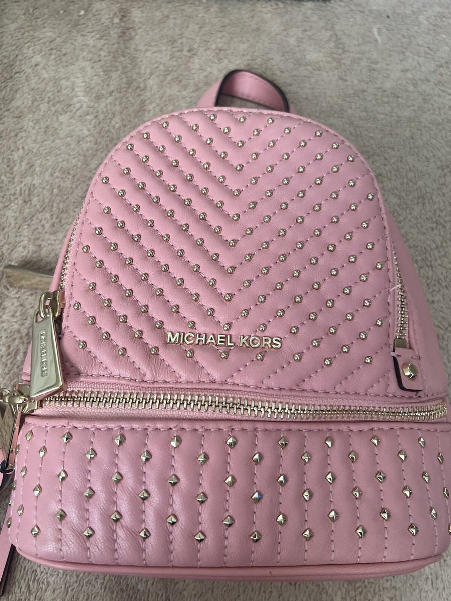 ?MICHAEL KORS Rhea Mini Studded Leather Backpack Style Gold  display picture 3
