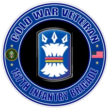 Cold War Veteran 157th Infantry Brigade Bumper Sticker Military Vinyl Decal 5"