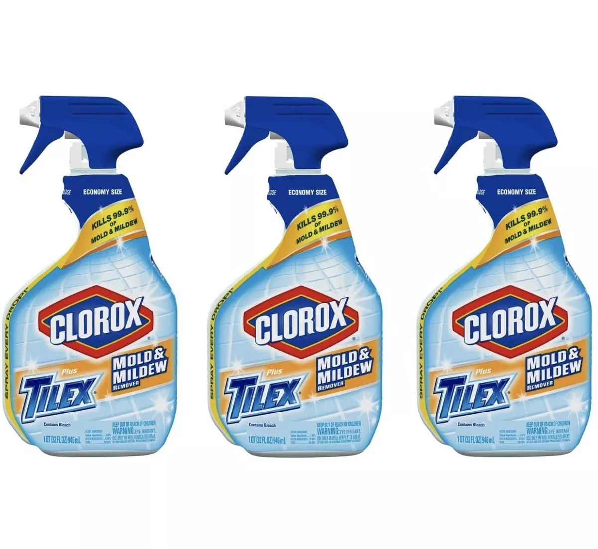 Tilex 32 Oz. Mold And Mildew Remover Stain Cleaner Spray With Bleach 3 Pack New