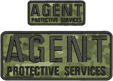 AGENT P S EMB PATCH  4x10 & 2X5  VELCR@ ON BACK  BLACK  BLACK ON MULTICAM