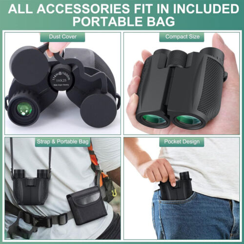 10X25 HD High Power Binoculars 10x Magnification Wide View Telescope Foldable US - Picture 16 of 18