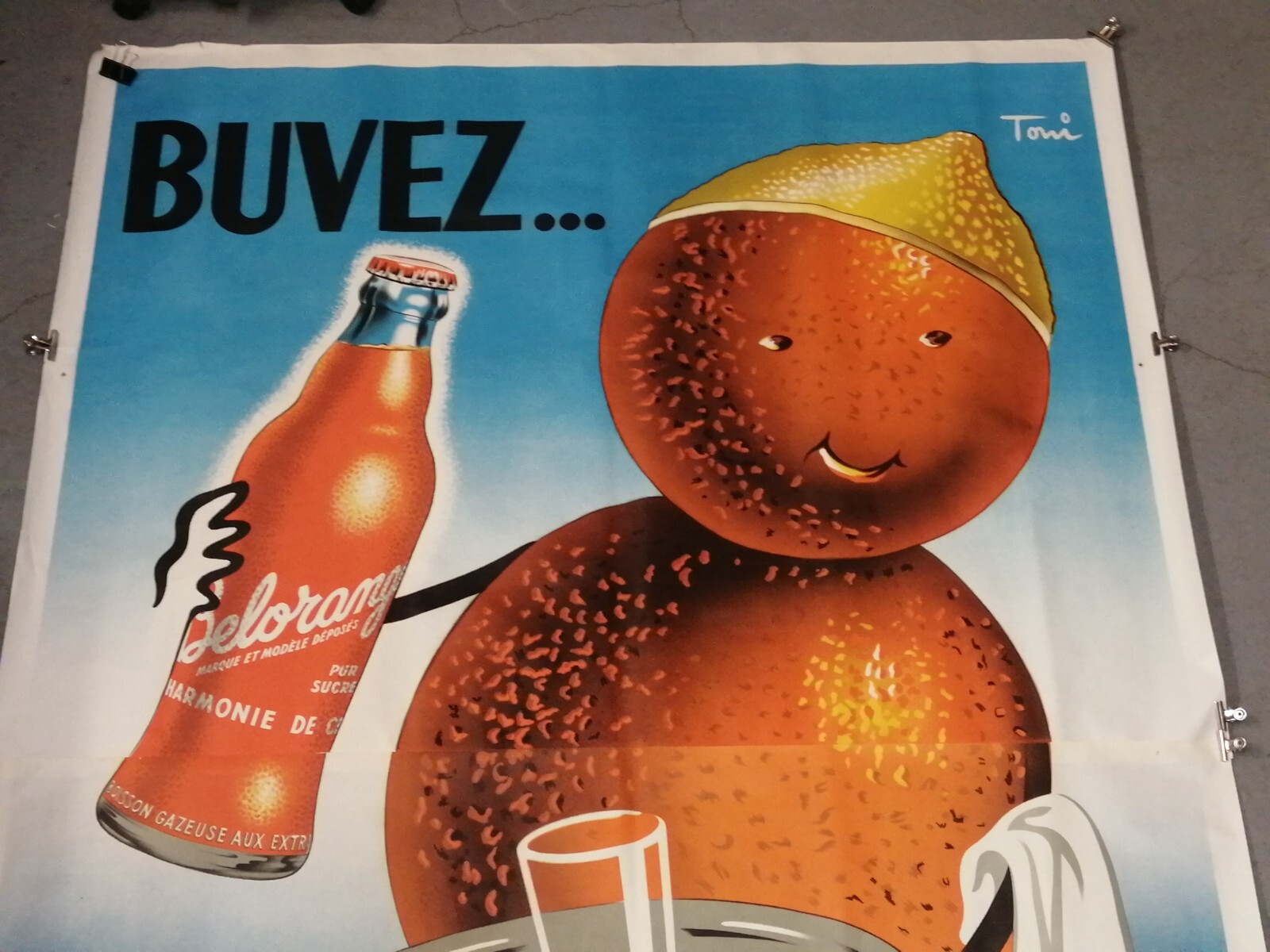 Antique 1950 Toni Belorange Lemon Orange Advertising Poster 240x160