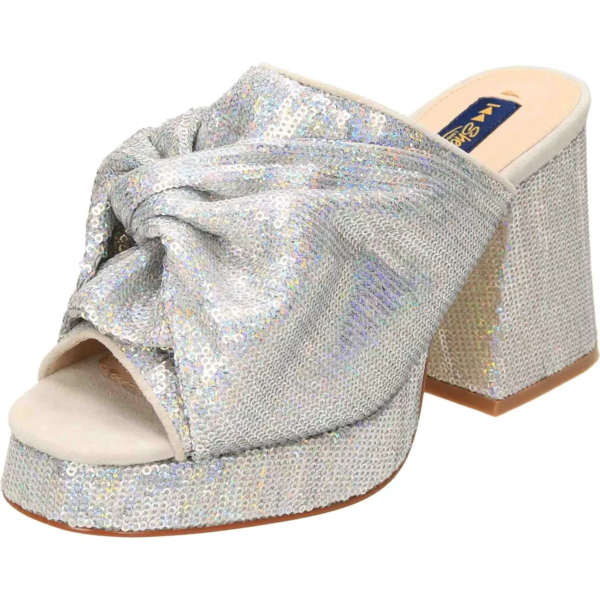 Silver glitter shop mules