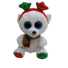 Ty Beanie Boos Frost the Christmas Polar Bear 6 inch 2018 White Green Red