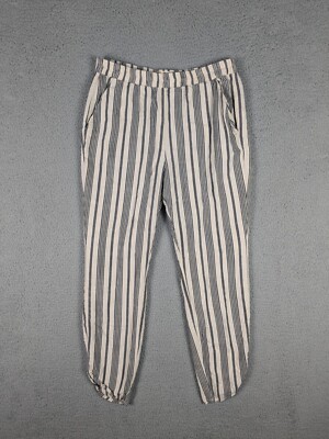 Marine Layer Allison Pants Women's Small White Navy Striped Pull On Pockets