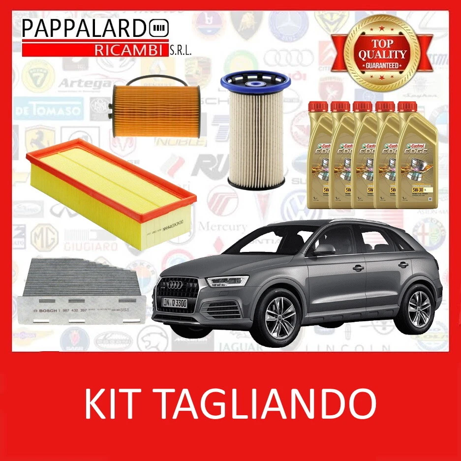 Kit Tagliando Audi Q3 2.0 TDI 140/177 CV: 4 Filtri + 5L Olio 5W30 Per Manutenzione Fai-da-te