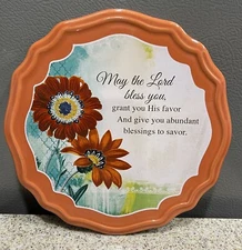 Abbey Press Woman of Faith Trivet Orange Floral Excellent Condition