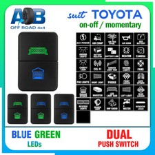DUAL Push Switch Blue Green ON-OFF MOMENTARY for Toyota 4Runner Camry Corolla...