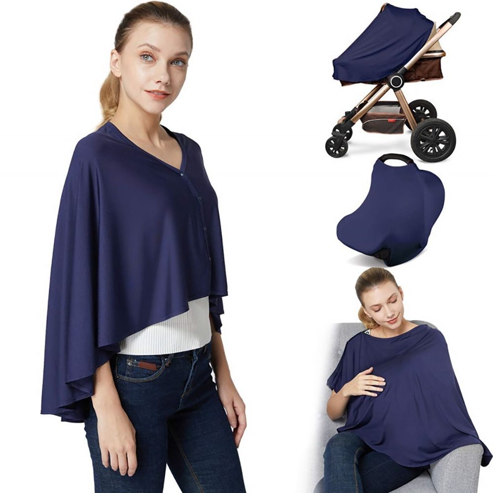 Muslin Fabric Baby Nursing Poncho Solid Color Breastfeeding Cover Women