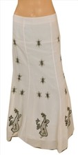 Sanskriti Vintage Indian Bollywood Women Long Skirt Hand Beaded White S Size Leh