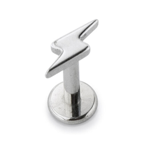 16G LIGHTNING BOLT ⚡ STEEL INTERNALLY THREADED LABRET TRAGUS CONCH SNUG LIP STUD - Picture 2 of 6