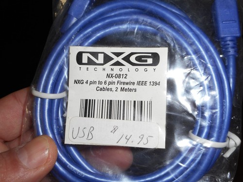 4 Pin to 6 Pin 2 Meter FIREWIRE IEEE 1394 USB Cables NXG NX-0812 New Sealed - Afbeelding 8 van 8