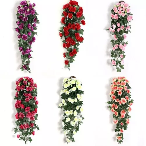 Kunstpflanzen Efeuranken Hängepflanzen Künstliche Blatt Rebe Violett Blumen Deko - Bild 4 von 14