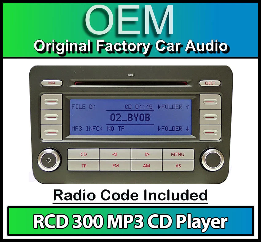 VW RCD 300 MP3 CD player radio, Passat car stereo head unit with Radio code